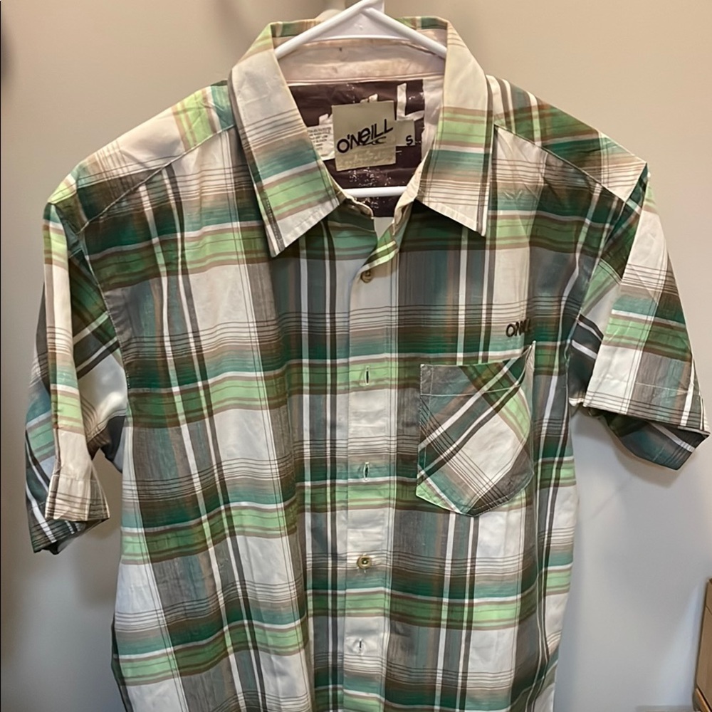 O'Neill Skate Shirt Green Plaid Men's Shirt